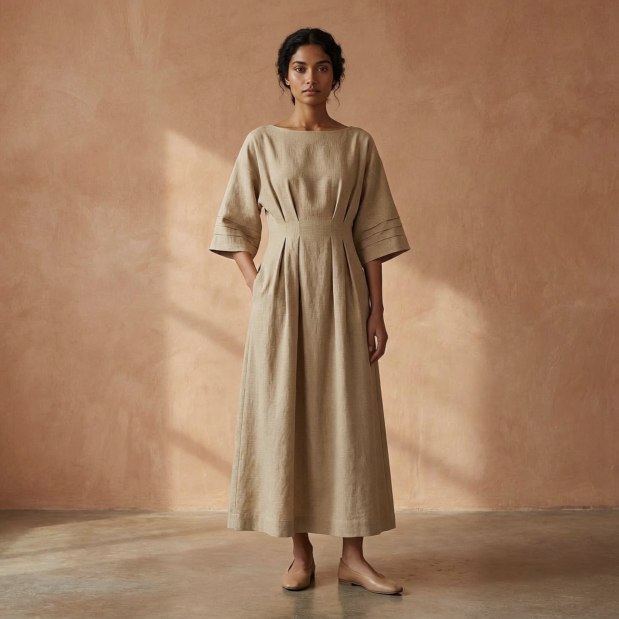 boat neck cotton dress Tori Boat Neck Front Button Detail Cotton Midi Dress (Cream)  Momni  Boutique