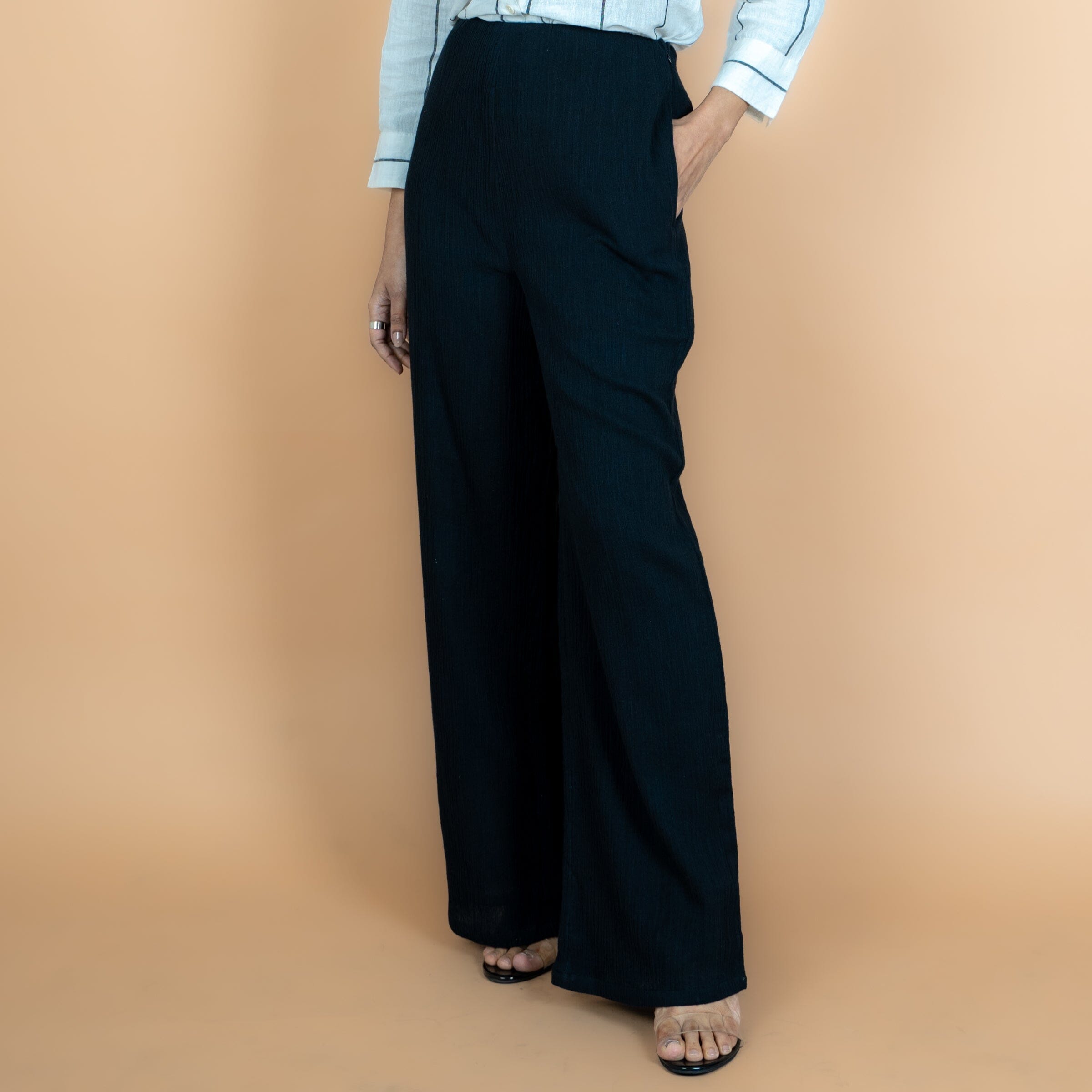 symoid Womens Casual Pants- Fashion Casual Solid StretchCotton and Linen Trousers  Pants Black L 