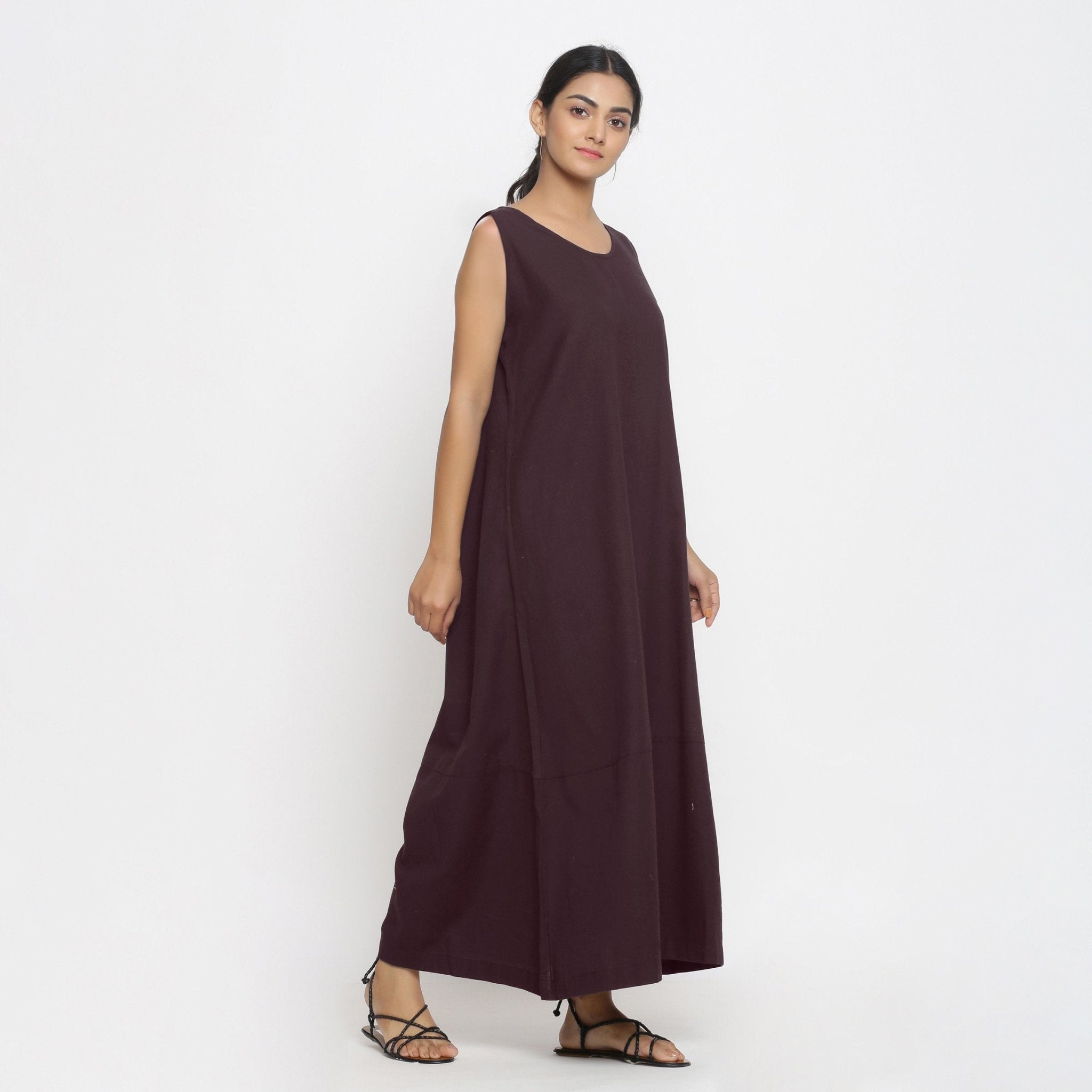 brown maxi dress sleeveless High Neck Sleeveless Tied Front Maxi Dress In Brown | EGO US