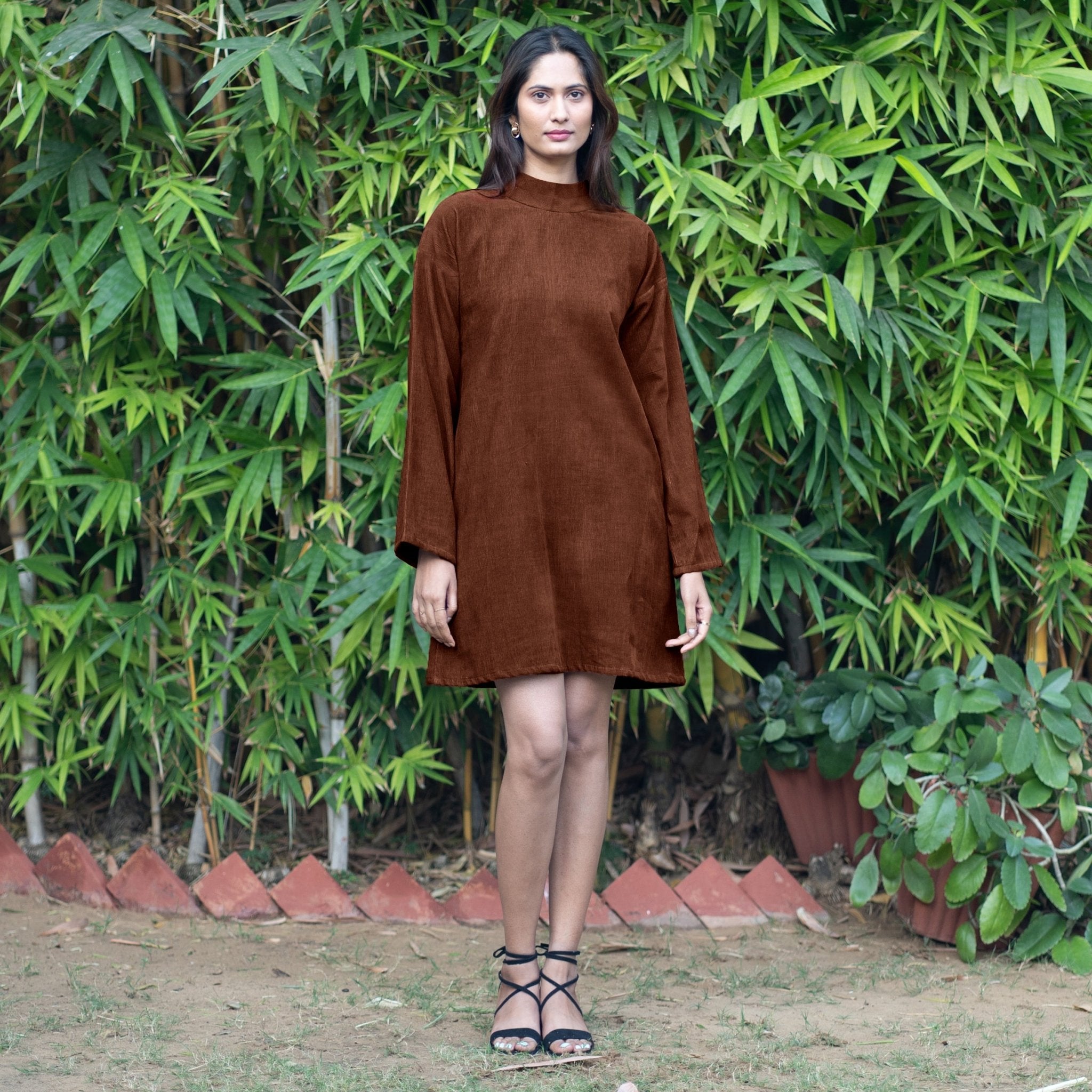 Brown Warm Cotton Corduroy A-Line Short Dress 70" / Petite (5'1" and below) Brown Warm Cotton Corduroy A-Line Short Dress 70" / Petite (5'1" and below)