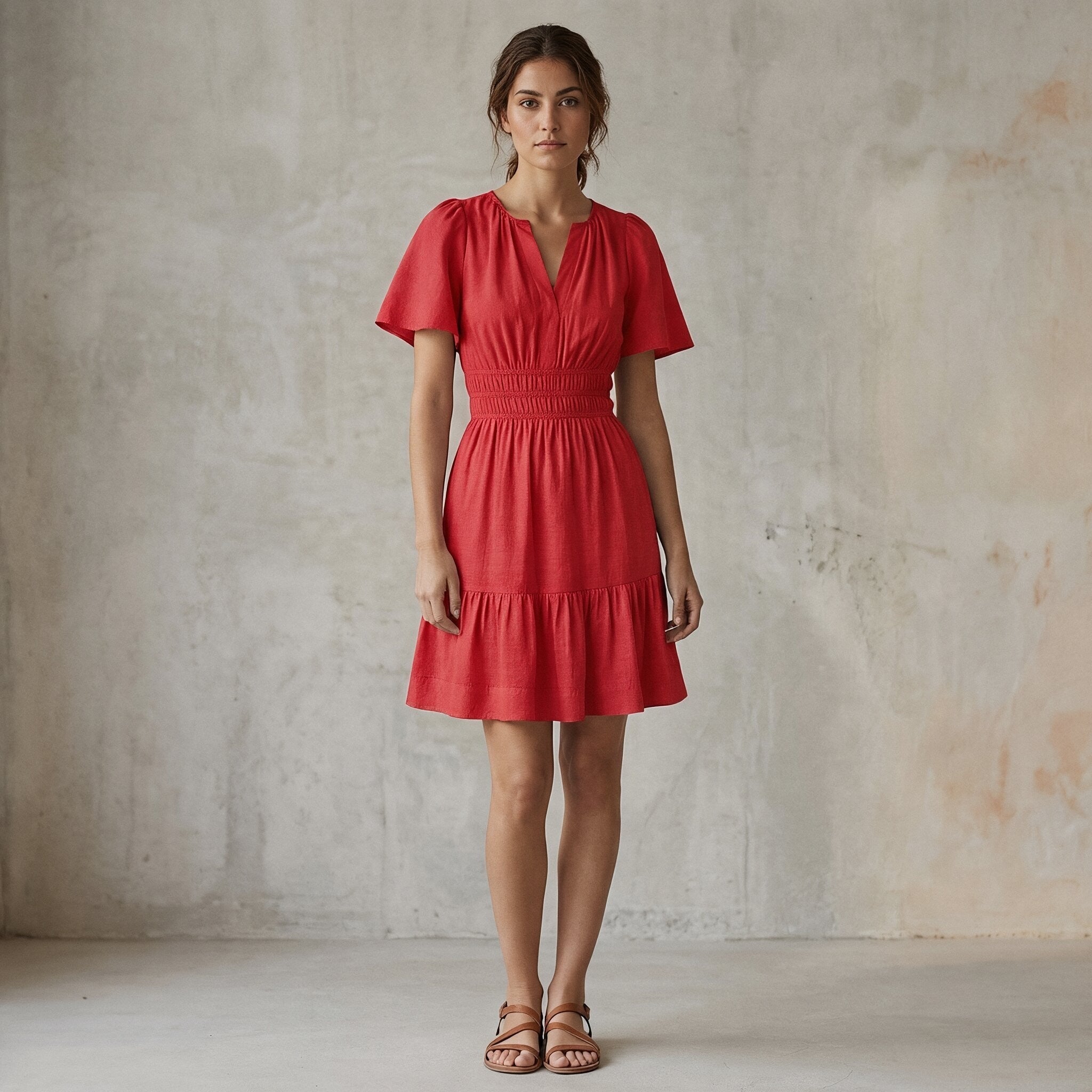 cherry red dress short Astrid Mesh Dress