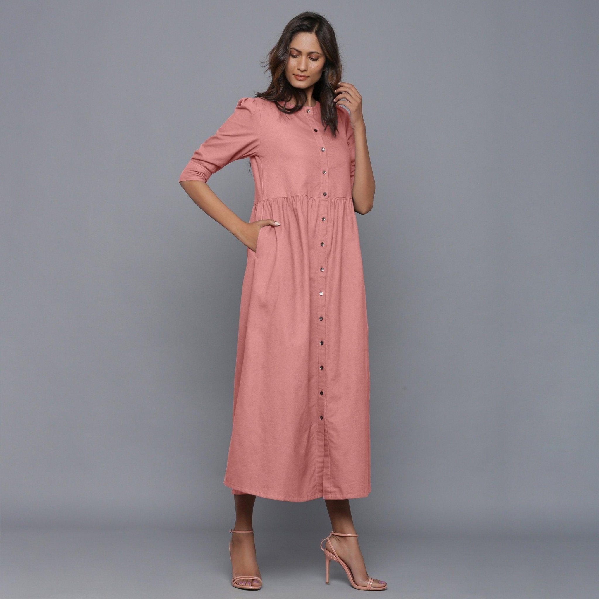 maxi flannel dress womens English Rose Warm Cotton Flannel Gathered Maxi Dress 44