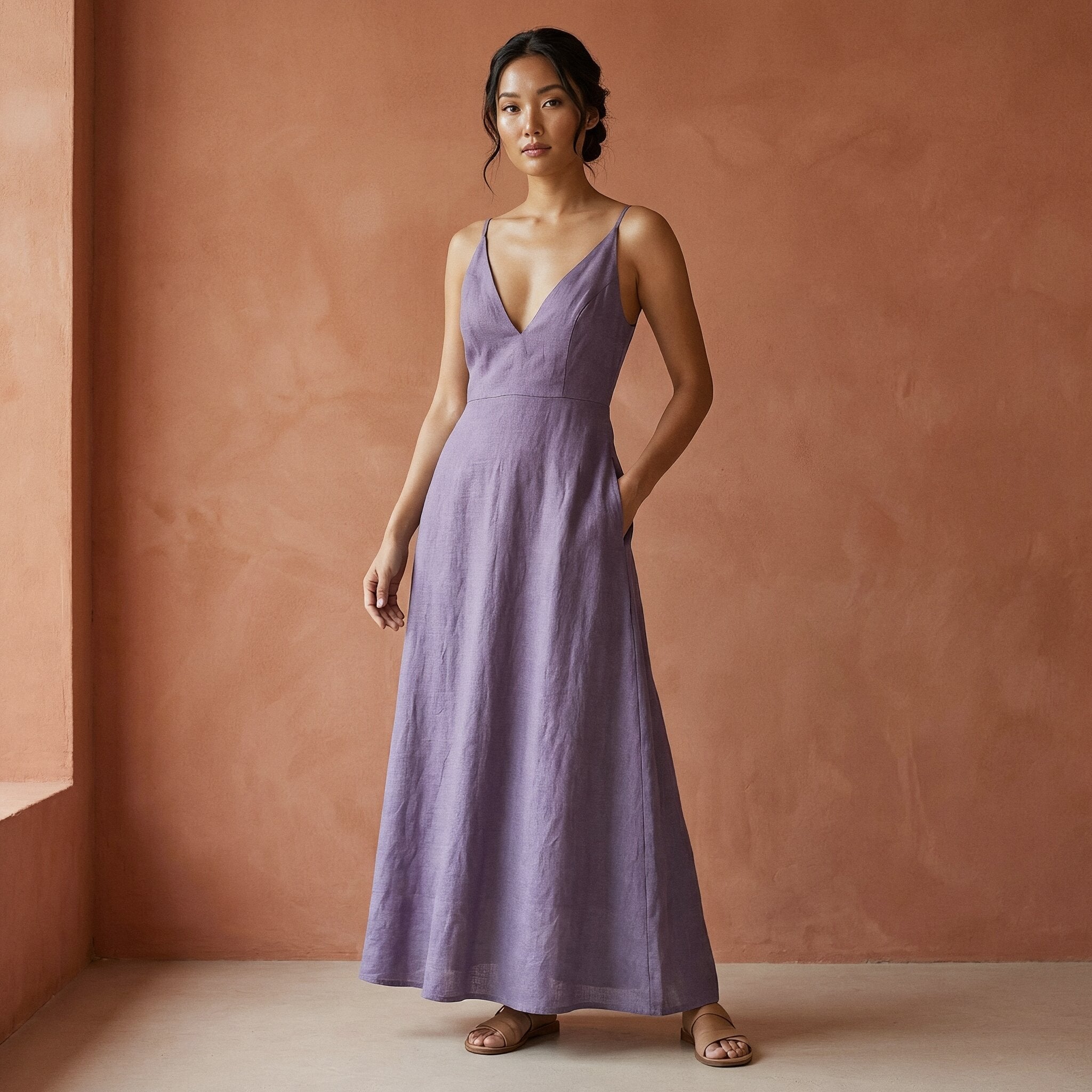 linen cami maxi dress Anna Cami Maxi Linen Dress