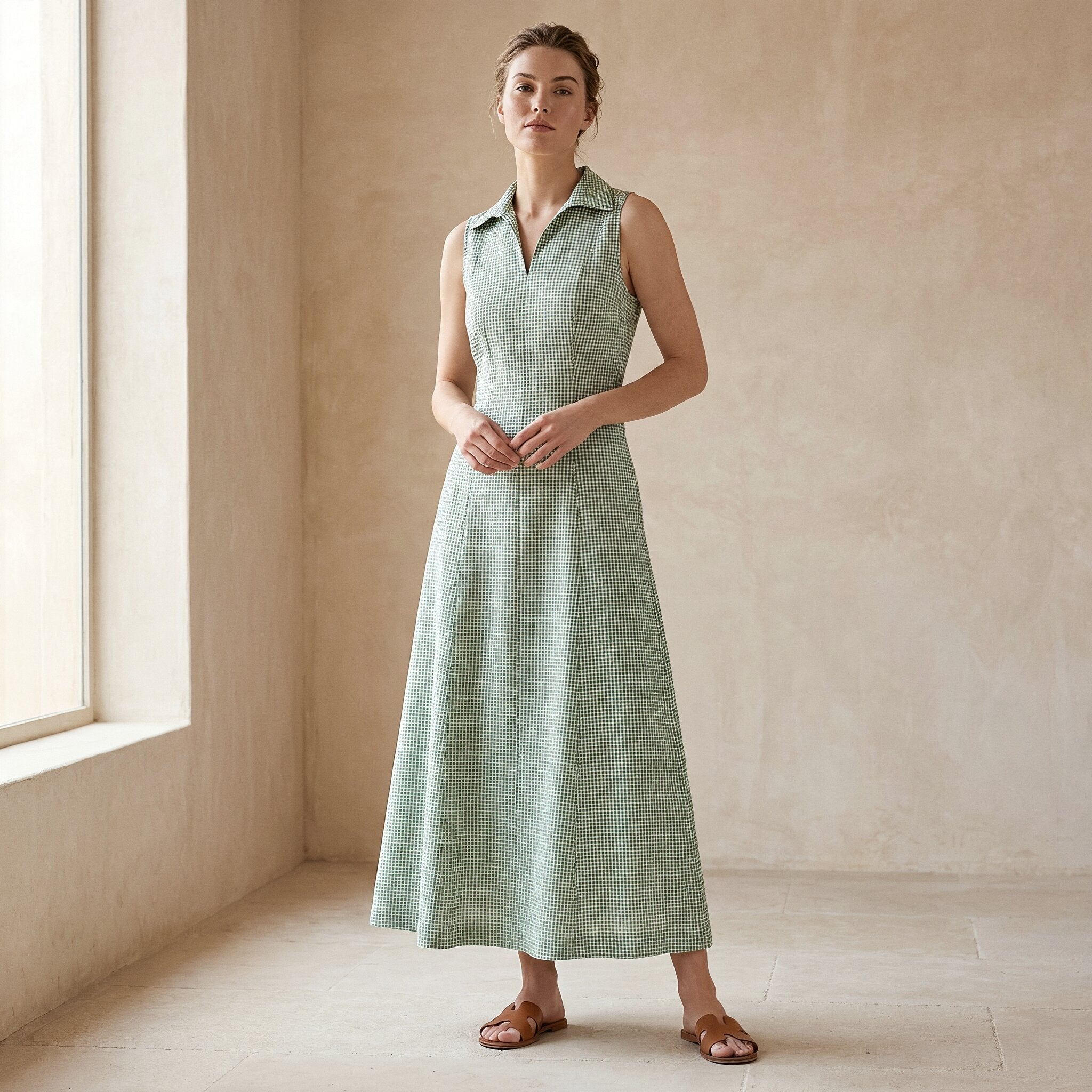 mint green sleeveless dress Buy Checks Handspun Cotton Paneled Maxi Online at SeamsFriendly mint green dress for wedding guest