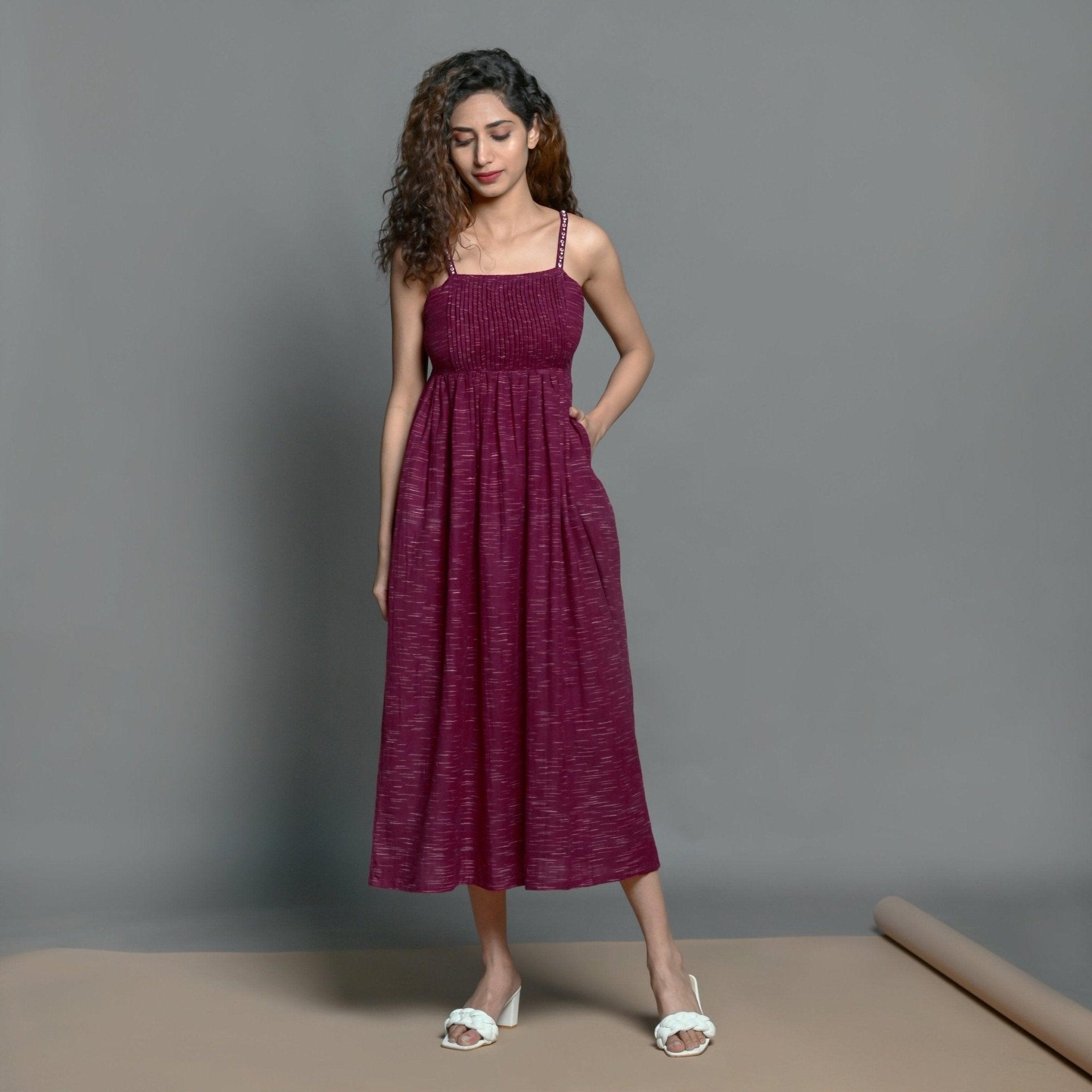 fitted lace wedding dress Pleated Strappy Maxi Dress