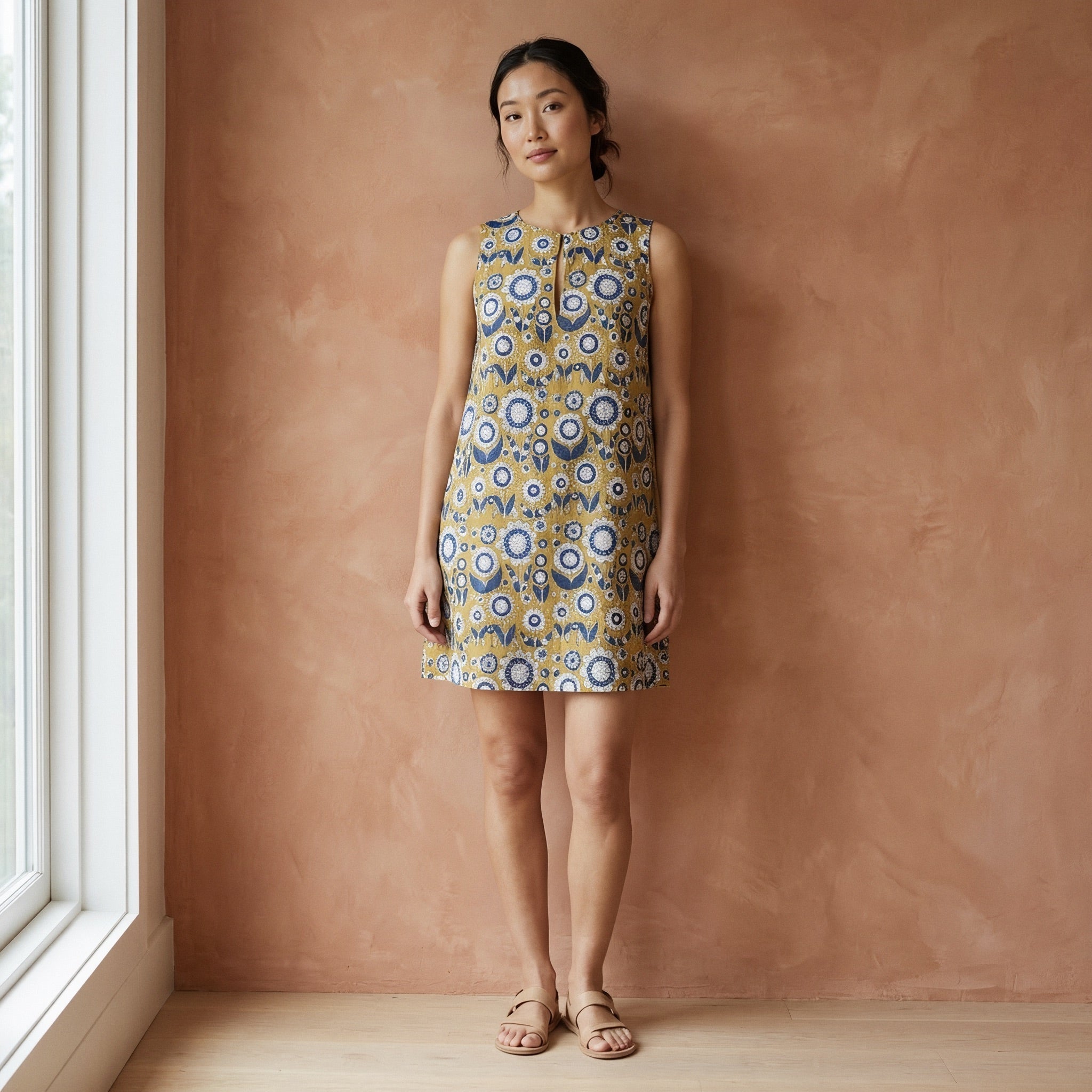 mustard dress short Gathered Elbow Sleeve Short Dress in Mustard Tuscan Sun / 2XL