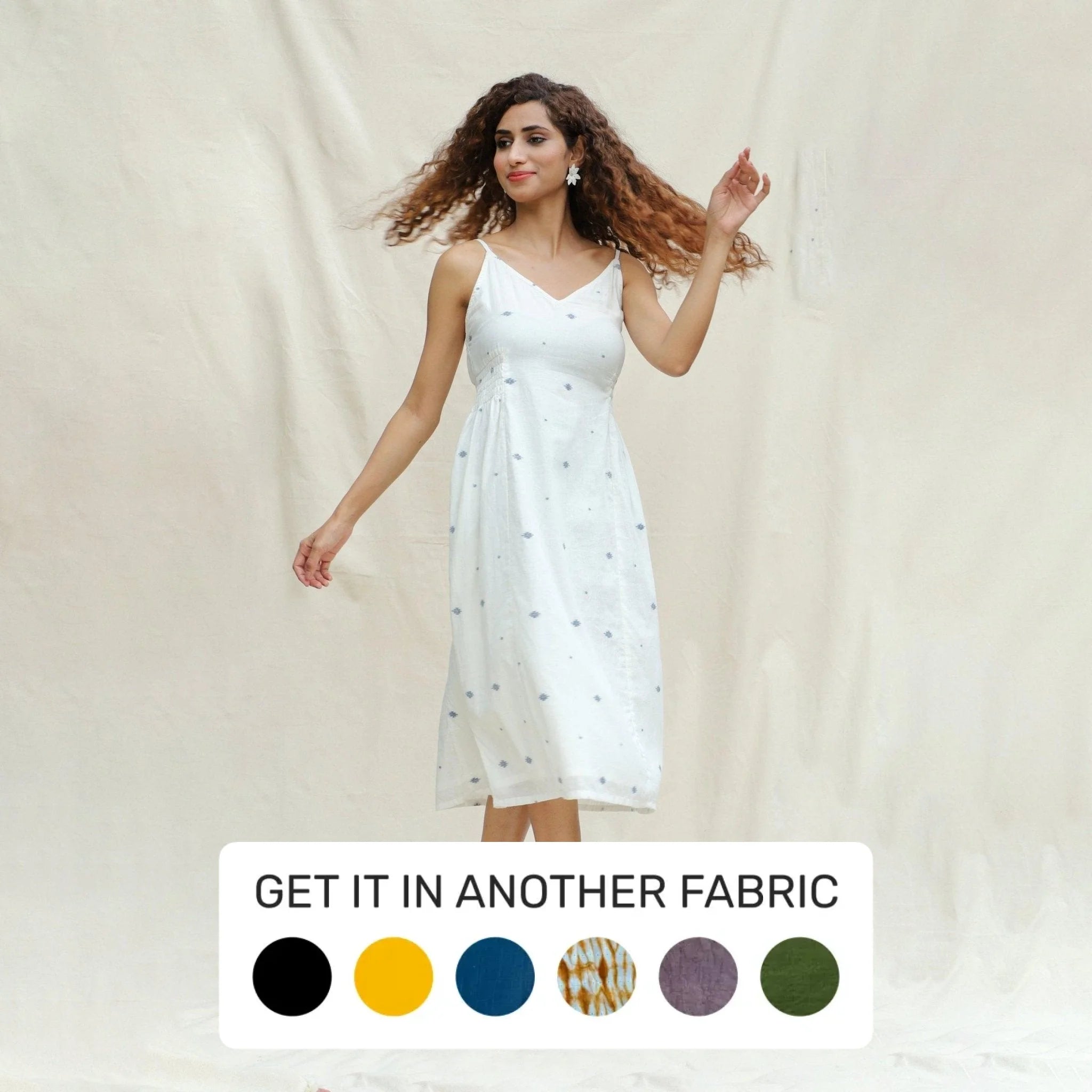 white christmas dresses Off-White Aztec Handspun Cotton Jamdani Midi Slip Dress