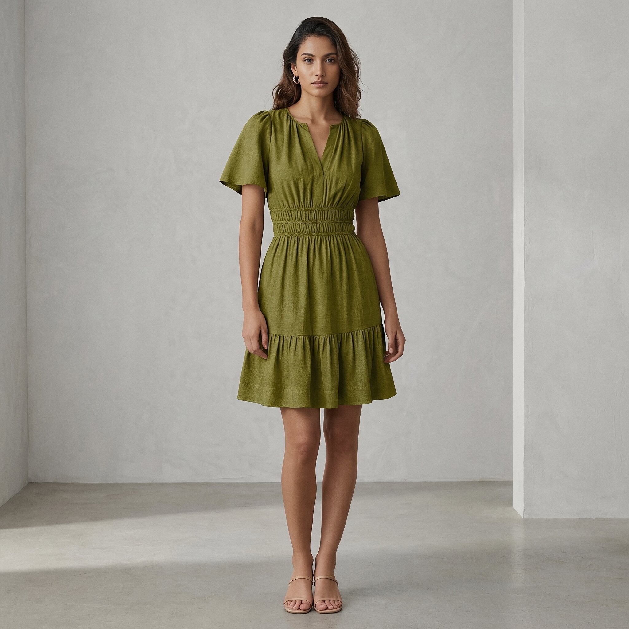 navy blue drop waist dresses Buy Olive Green Handspun Cotton Elasticated Short Tier Dress Online at  SeamsFriendly