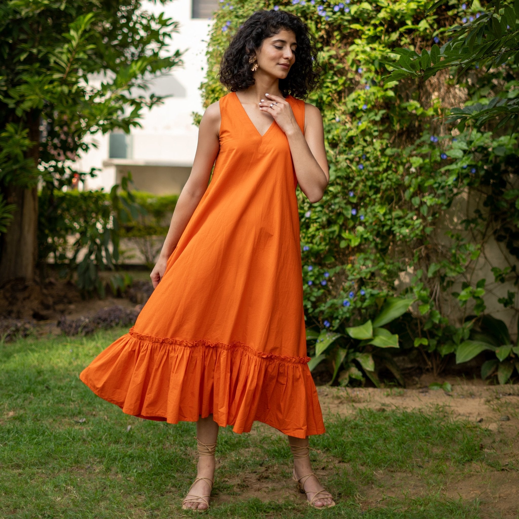 open lace back dress Orange Femininity Dress - Perfect Summer Dress, Extra Small Ellae Lisque - Elegant Dress for Date Nights & Parties main image 1