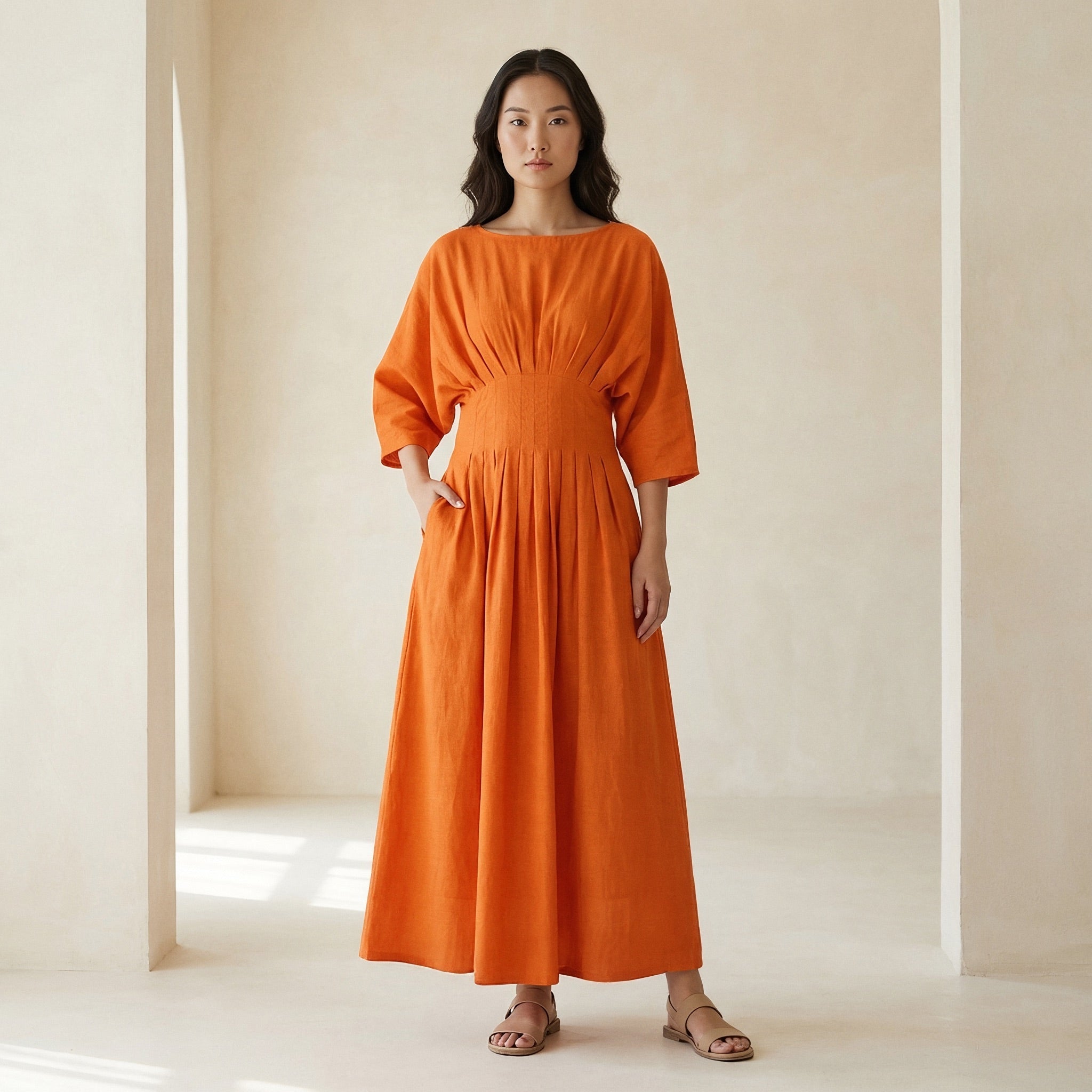 plus size orange maxi dress Cotton Poplin Cinched Waist Flared Color:Ink Navy/Dusty Blue/Celadon Plaid this 3/4 sleeve maxi gatsby fringe dress Princess Polly Lukea Long