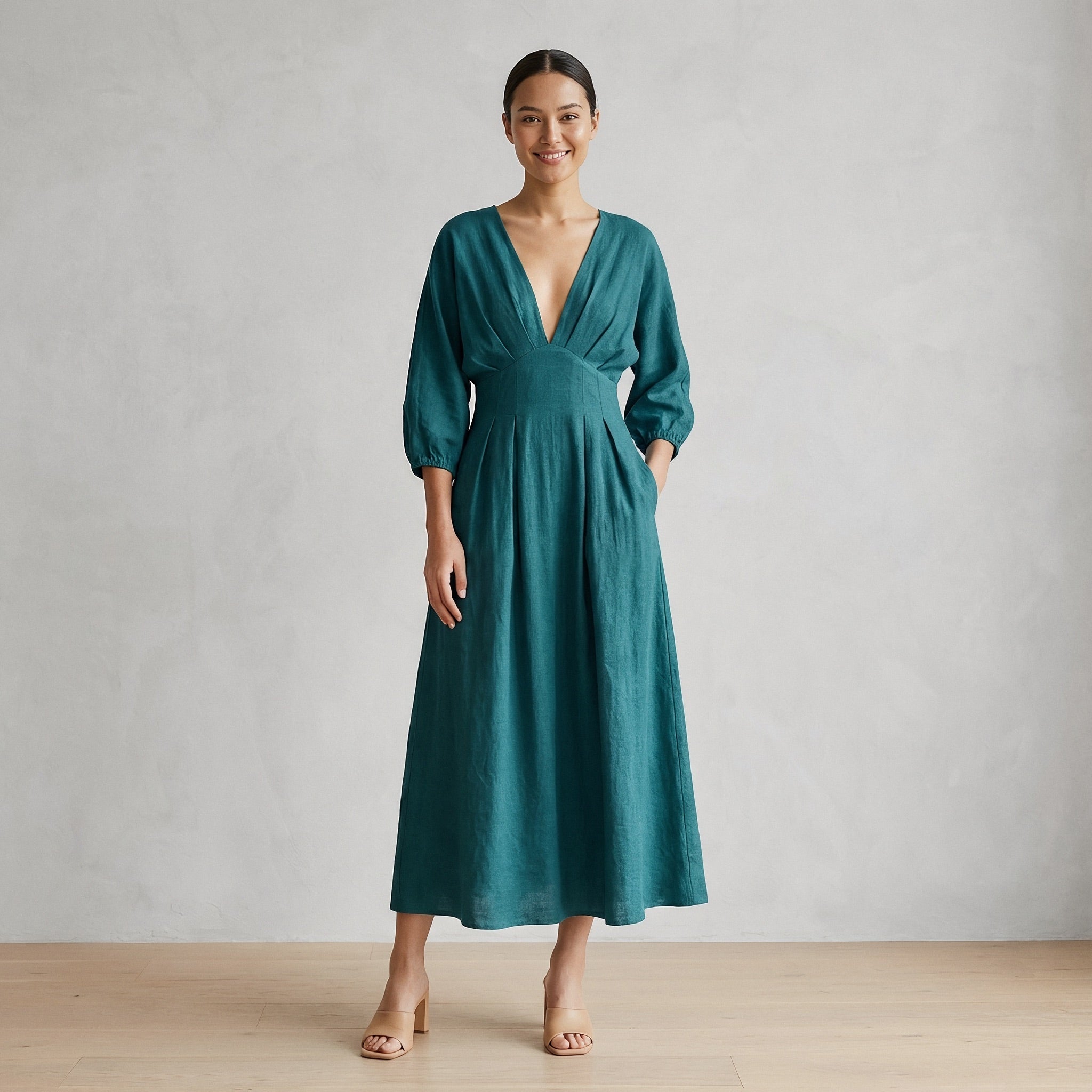 Formal Dress Runway Empire Waist Spring Dresses Breezaya Women's Solid Color V-Neck Empire Waist Overlap Formal Dress Runway Empire Waist Spring Dresses Breezaya Women's Solid Color V-Neck Empire Waist Overlap