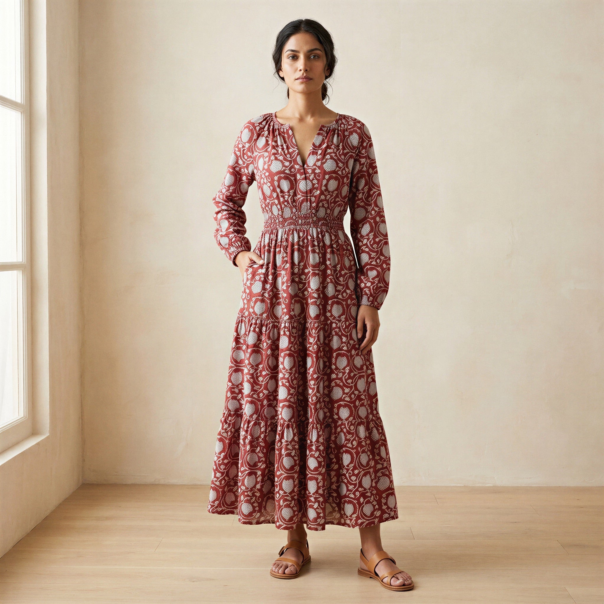 red floral fit and flare dress Women's Fit And Flare Dresses