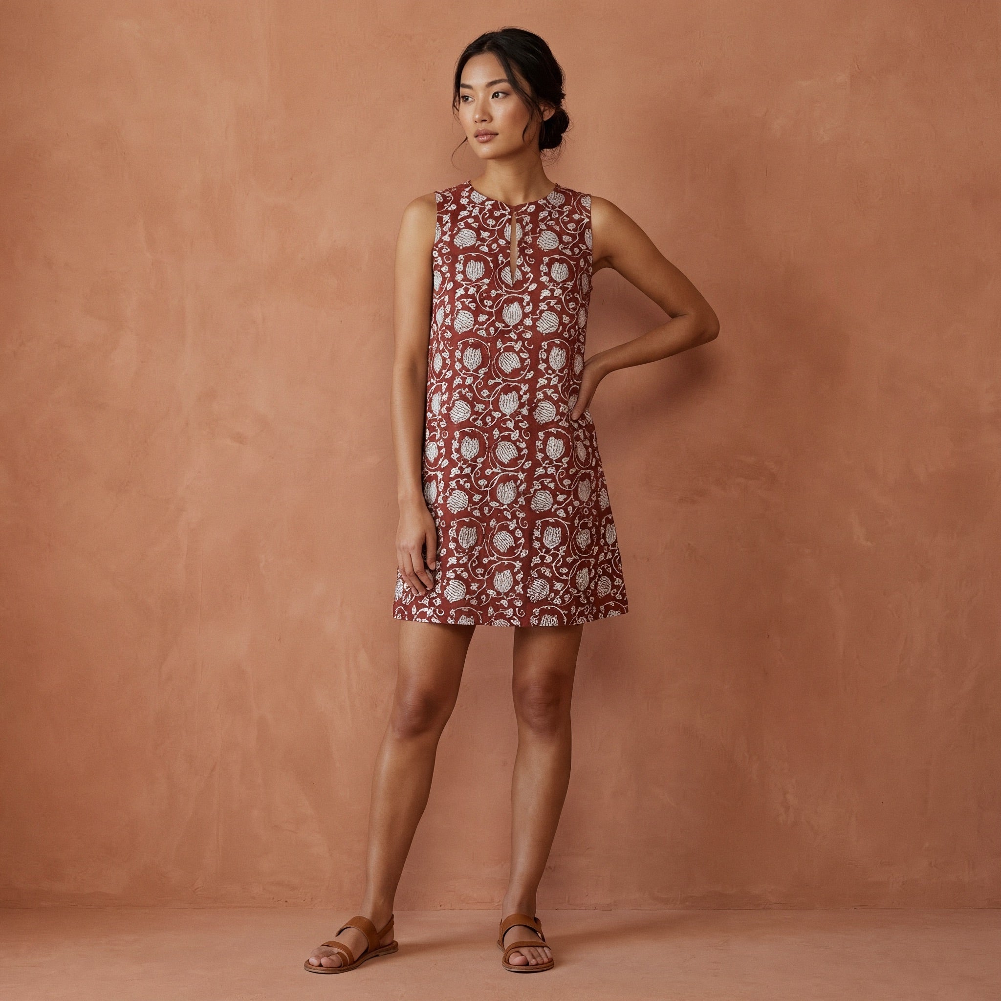 Buy Red Floral Block Print Cotton Sleeveless A-Line Short Shift Dress Online at SeamsFriendly Buy Red Floral Block Print Cotton Sleeveless A-Line Short Shift Dress Online at SeamsFriendly