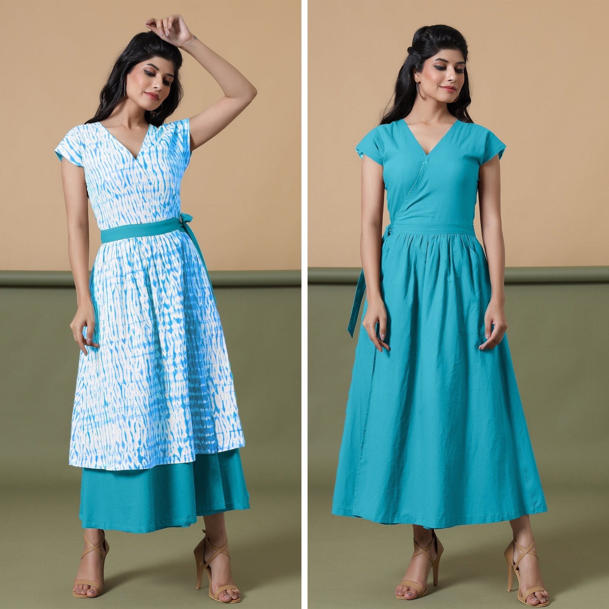 Ocean Pop Sky Blue Tie-Dye Spaghetti Dress main image 0