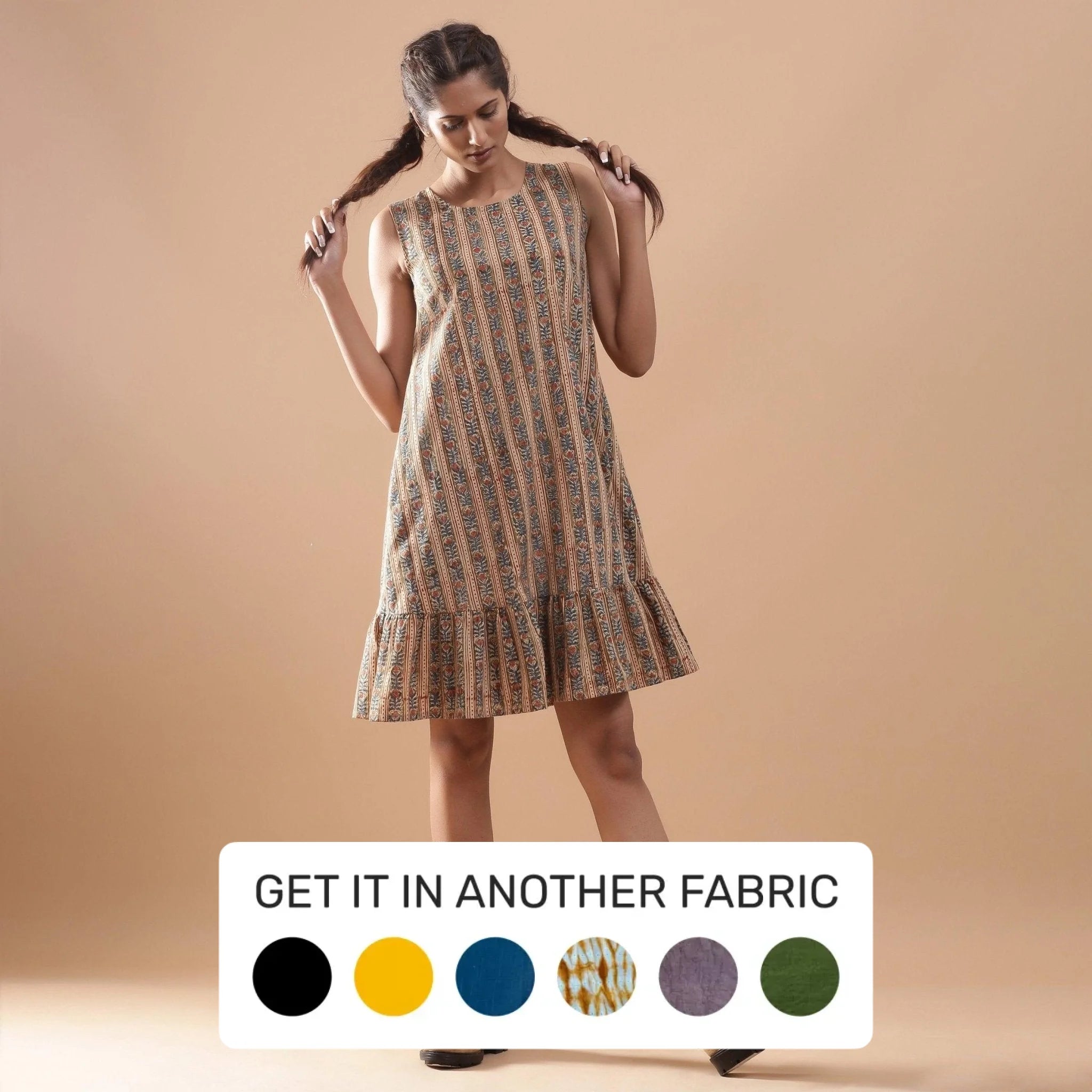 Buy Striped Block Printed Cotton Knee Length Dress Online at SeamsFriendly