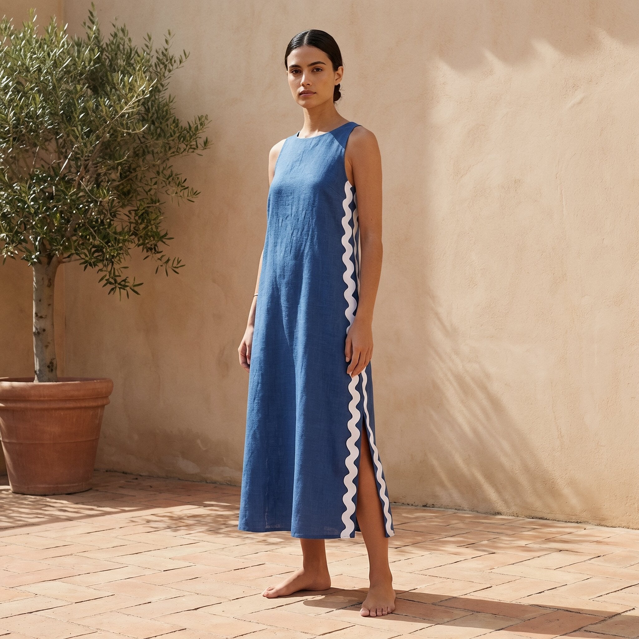 white christmas dresses Buy Teal Blue Cotton Wavy Stripe Maxi Shift Dress Online at SeamsFriendly