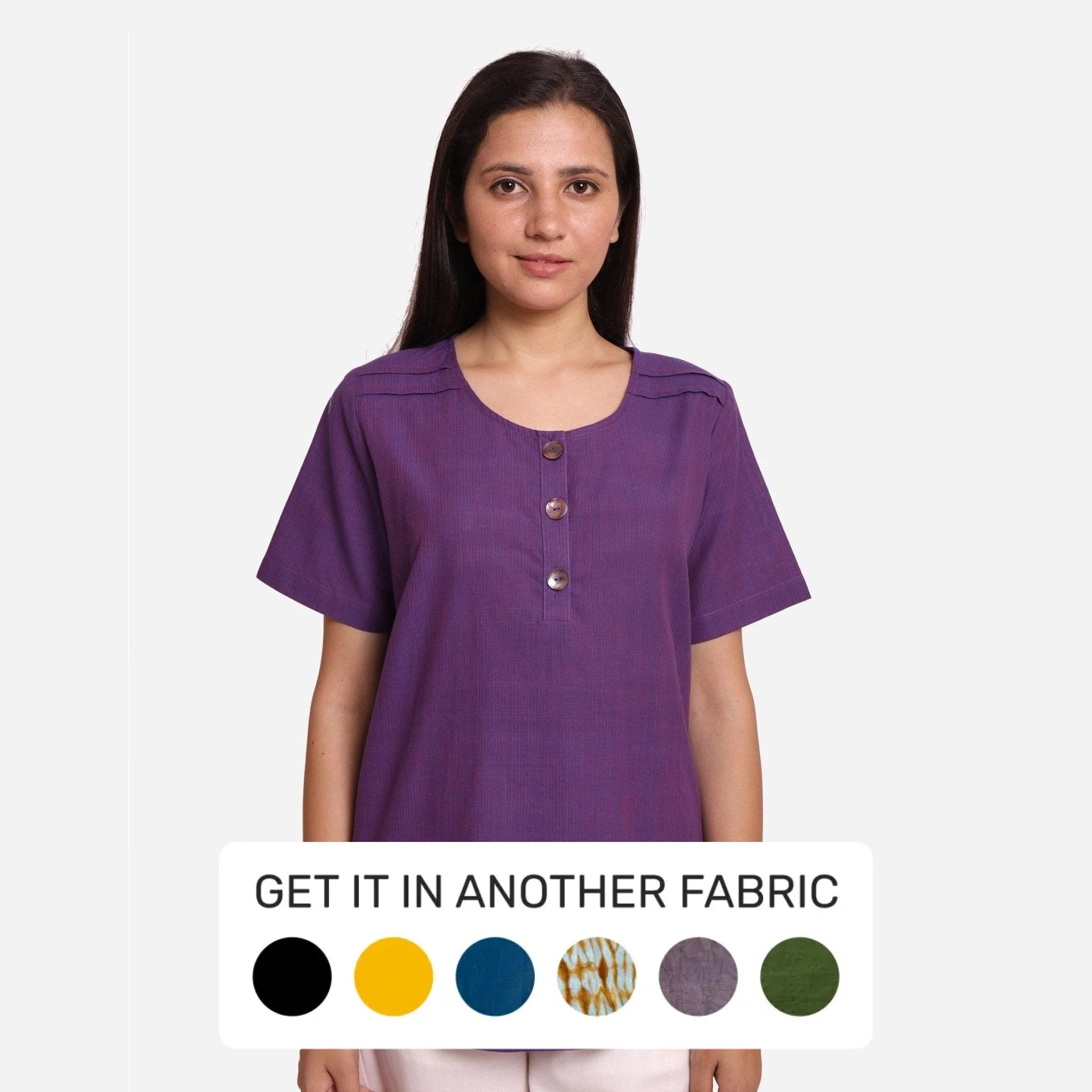 Women'S Pink Solid Mangalgiri Cotton Handloom A-Line Top main image 1