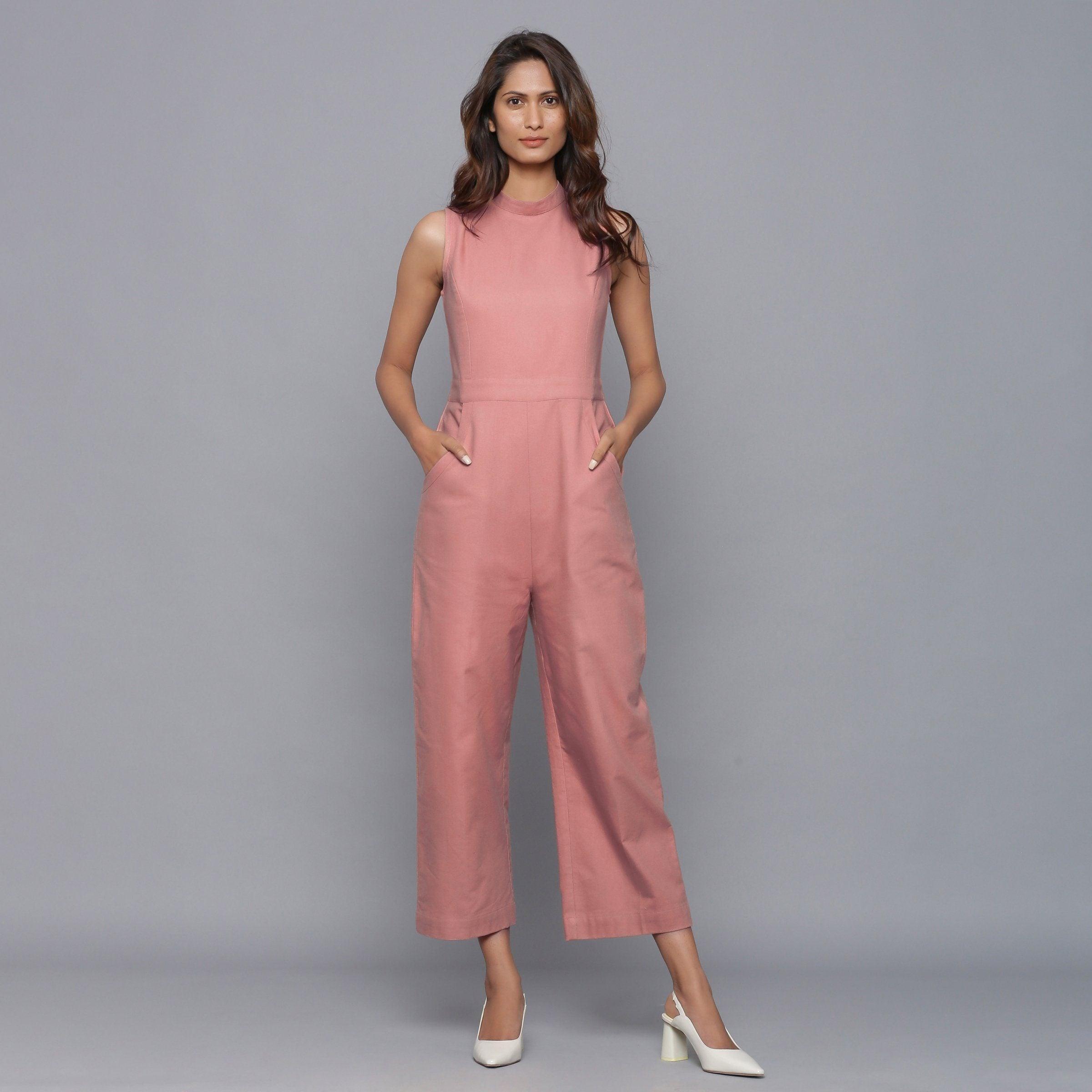 Peach Belted Frill Culotte Jumpsuit, Womens Jumpsuits
