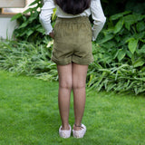 Girls - Sage Green Warm Cotton Corduroy Baggy Shorts