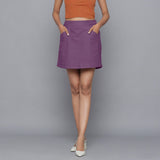 Front View of a Model wearing Grape Wine Flannel Mini Pencil Skirt