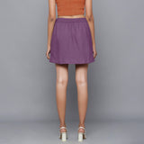 Back View of a Model wearing Grape Wine Flannel Mini Pencil Skirt