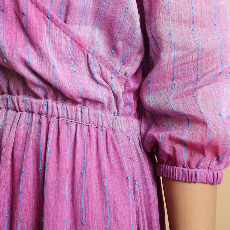 Back Detail of a Model wearing Lilac Cotton Asymmetrical Dress