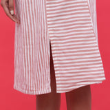Close View of a Model wearing Pink Hand Screen Printed A-Line Skirt