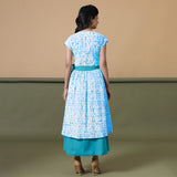 Reversible Ocean Blue Tie-Dye Cotton V-Neck Maxi Wrap Dress