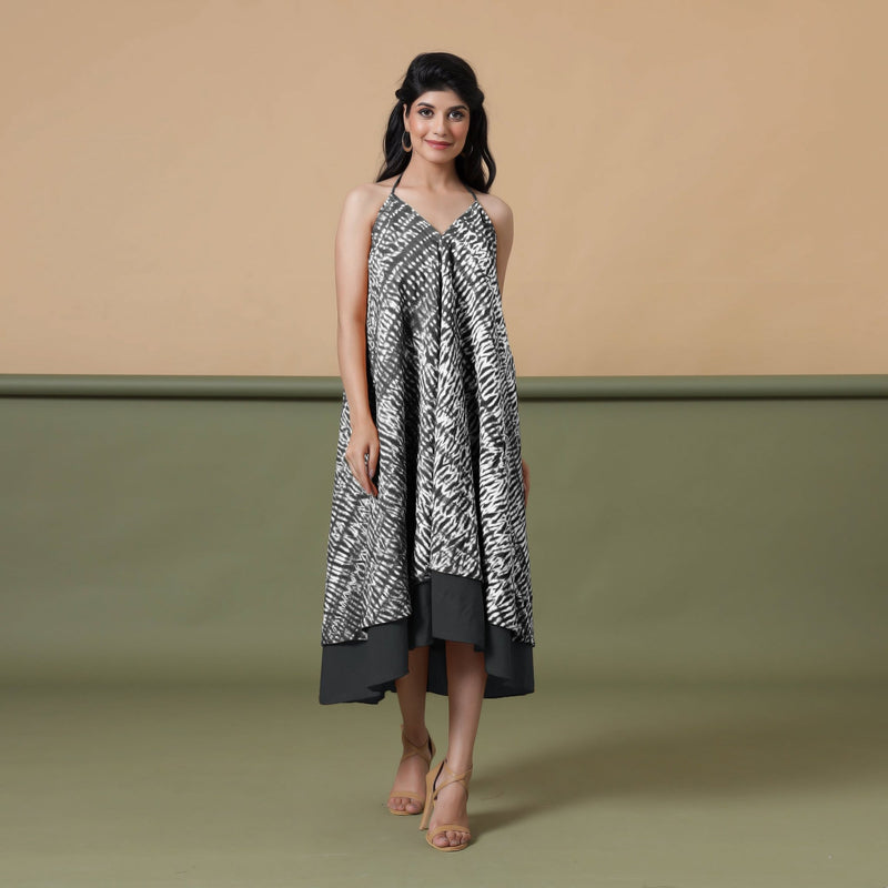 6-Way Convertible Black Tie-Dye Cotton Skirt Dress