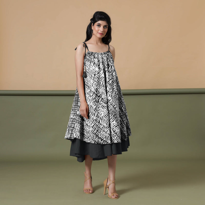 6-Way Convertible Black Tie-Dye Cotton Skirt Dress