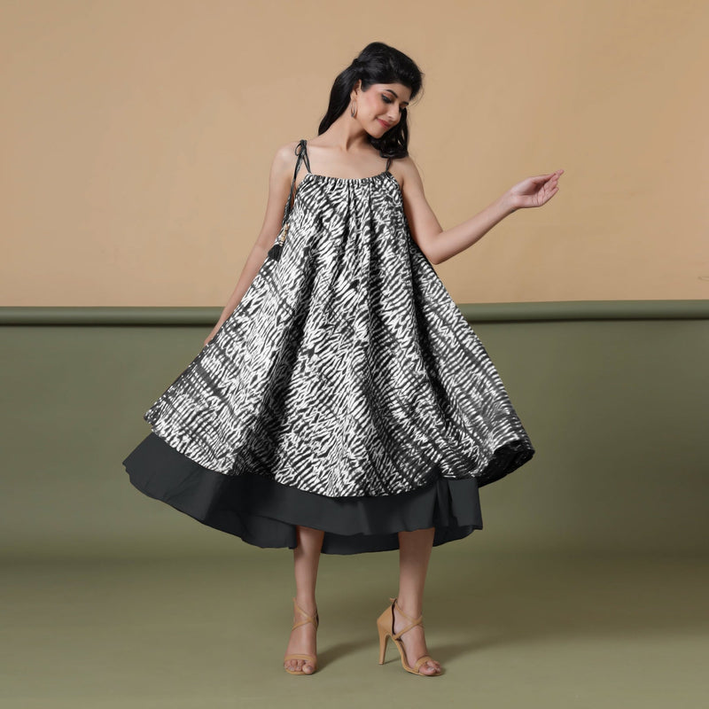 6-Way Convertible Black Tie-Dye Cotton Skirt Dress