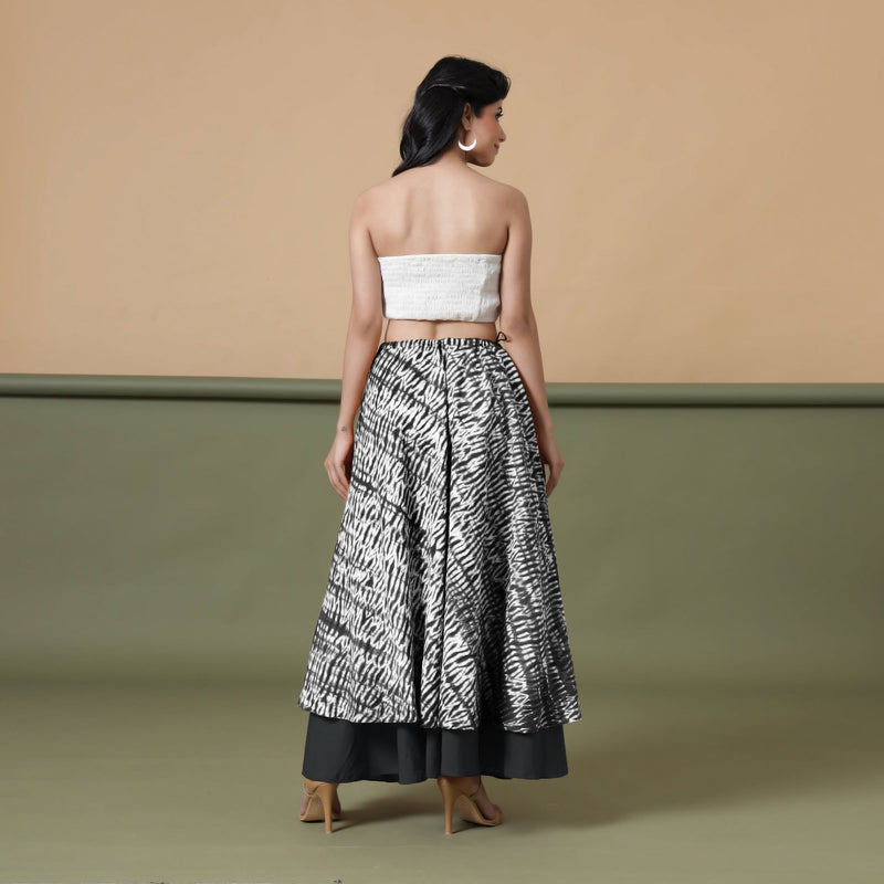 6-Way Convertible Black Tie-Dye Cotton Skirt Dress