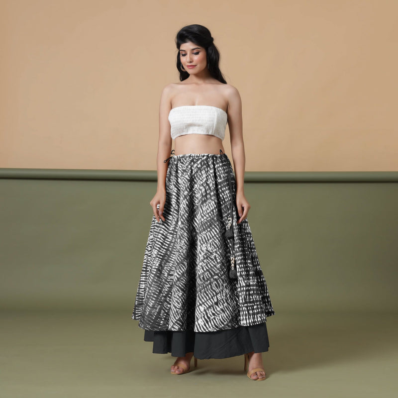 6-Way Convertible Black Tie-Dye Cotton Skirt Dress