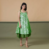 6-Way Convertible Forest Green Tie-Dye Cotton Skirt Dress