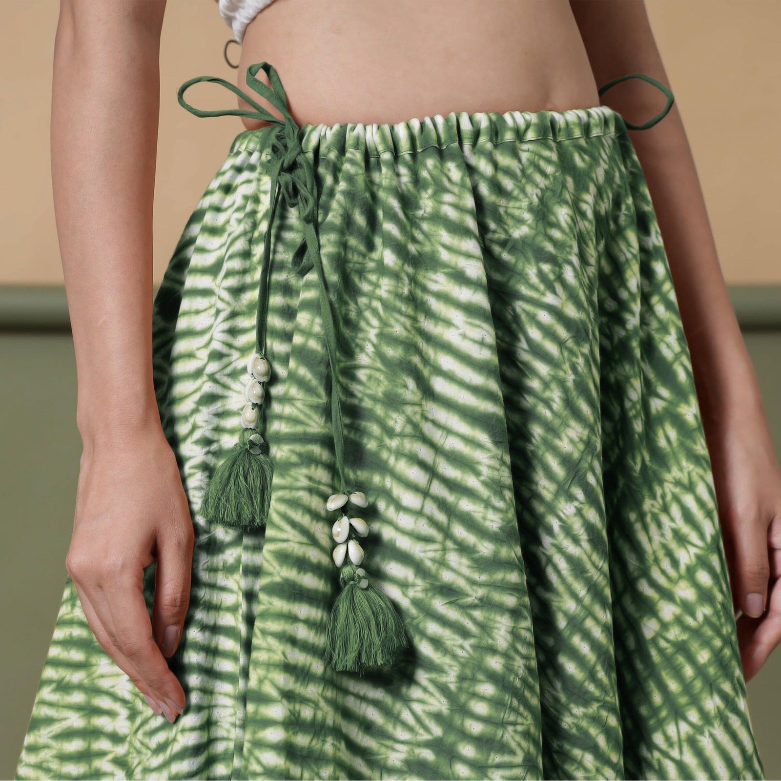 Buy 6-Way Convertible Forest Green Tie-Dye Cotton Skirt