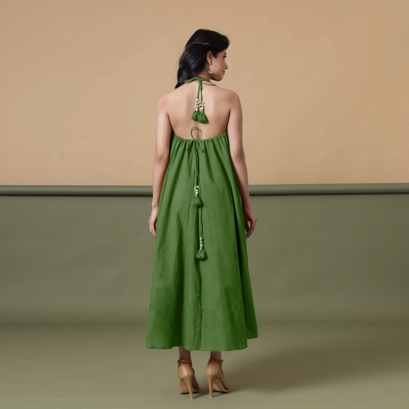 6-Way Convertible Forest Green Tie-Dye Cotton Skirt Dress