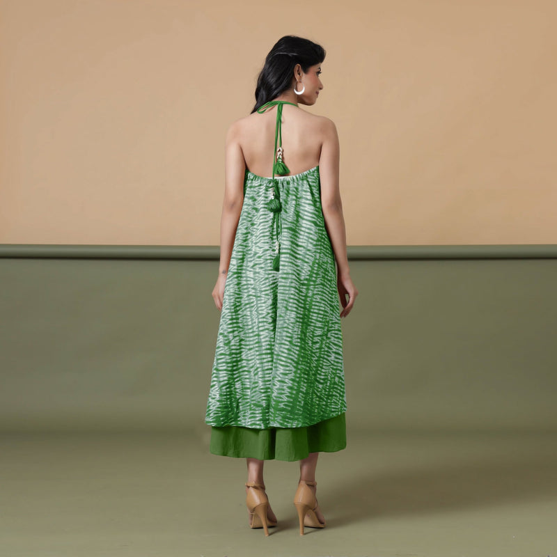 6-Way Convertible Forest Green Tie-Dye Cotton Skirt Dress