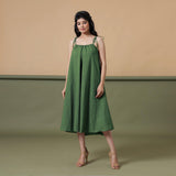 6-Way Convertible Forest Green Tie-Dye Cotton Skirt Dress