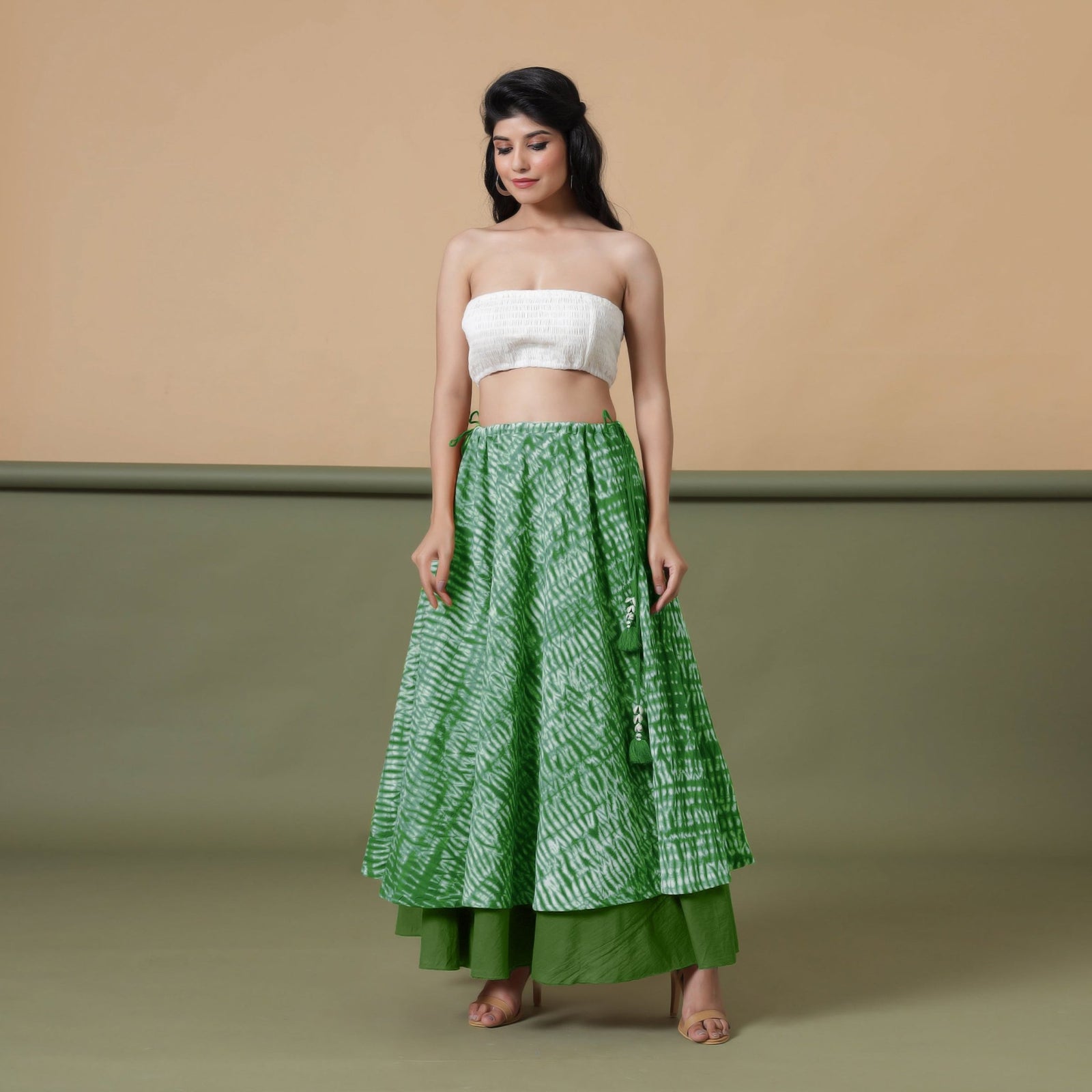 green and white cotton dress GREEN & WHITE STRIPE COTTON MAXI