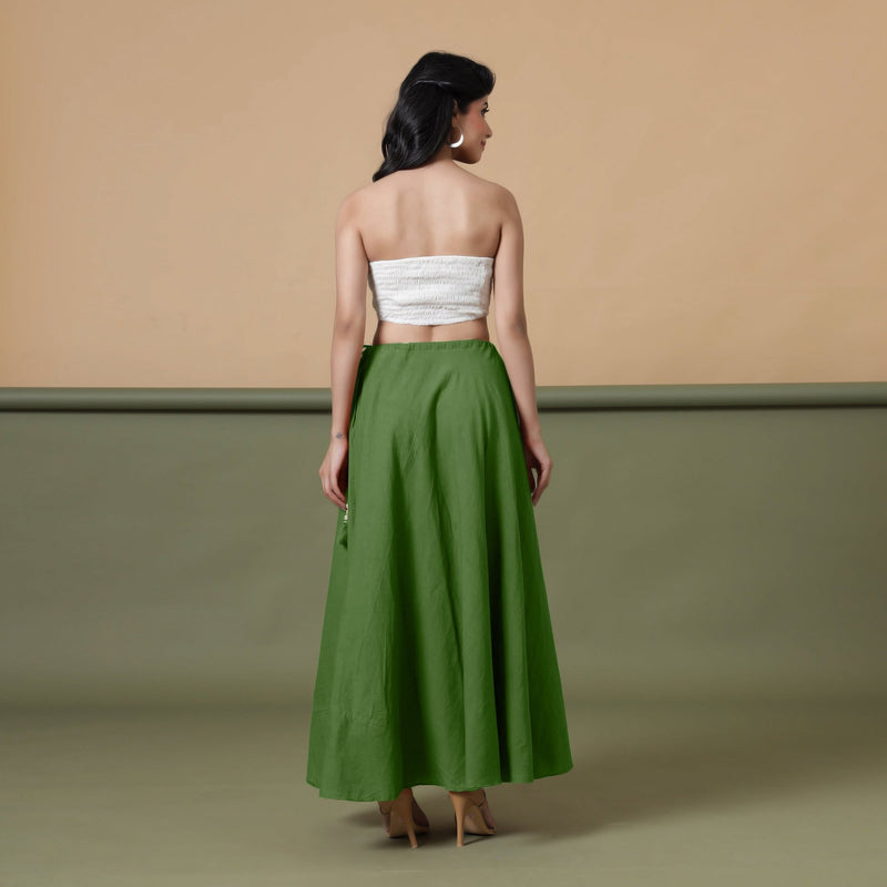 6-Way Convertible Forest Green Tie-Dye Cotton Skirt Dress