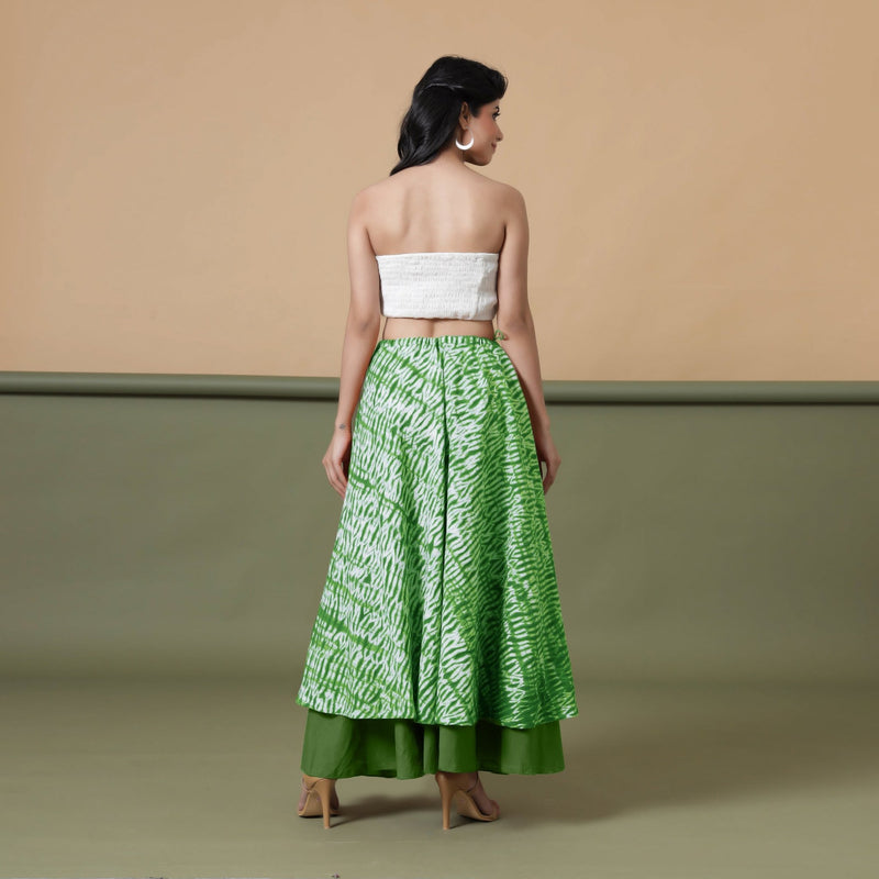 6-Way Convertible Forest Green Tie-Dye Cotton Skirt Dress