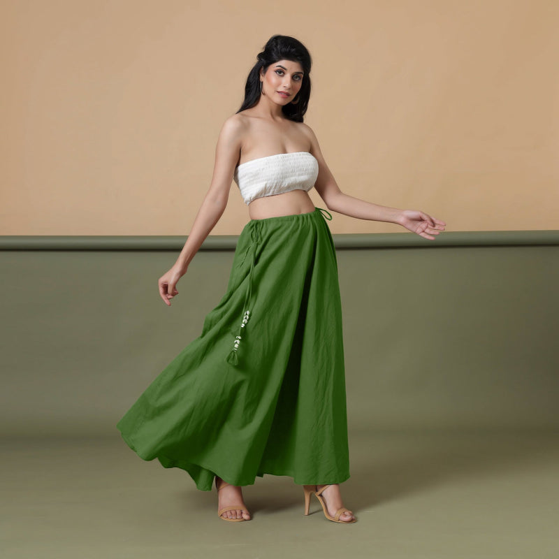 6-Way Convertible Forest Green Tie-Dye Cotton Skirt Dress