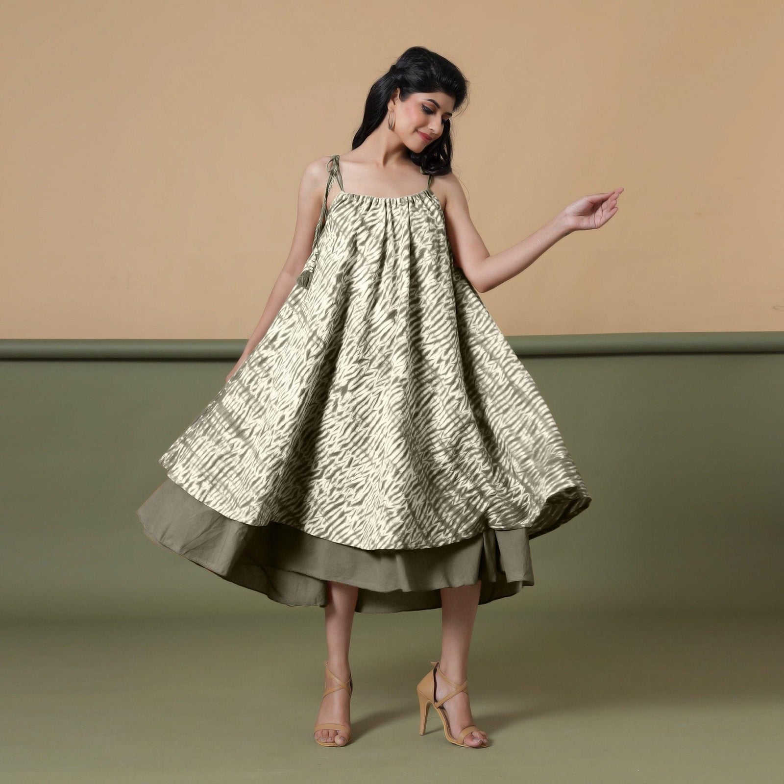 Buy 6-Way Convertible Sage Green Tie-Dye Cotton Skirt Dress Online at  SeamsFriendly