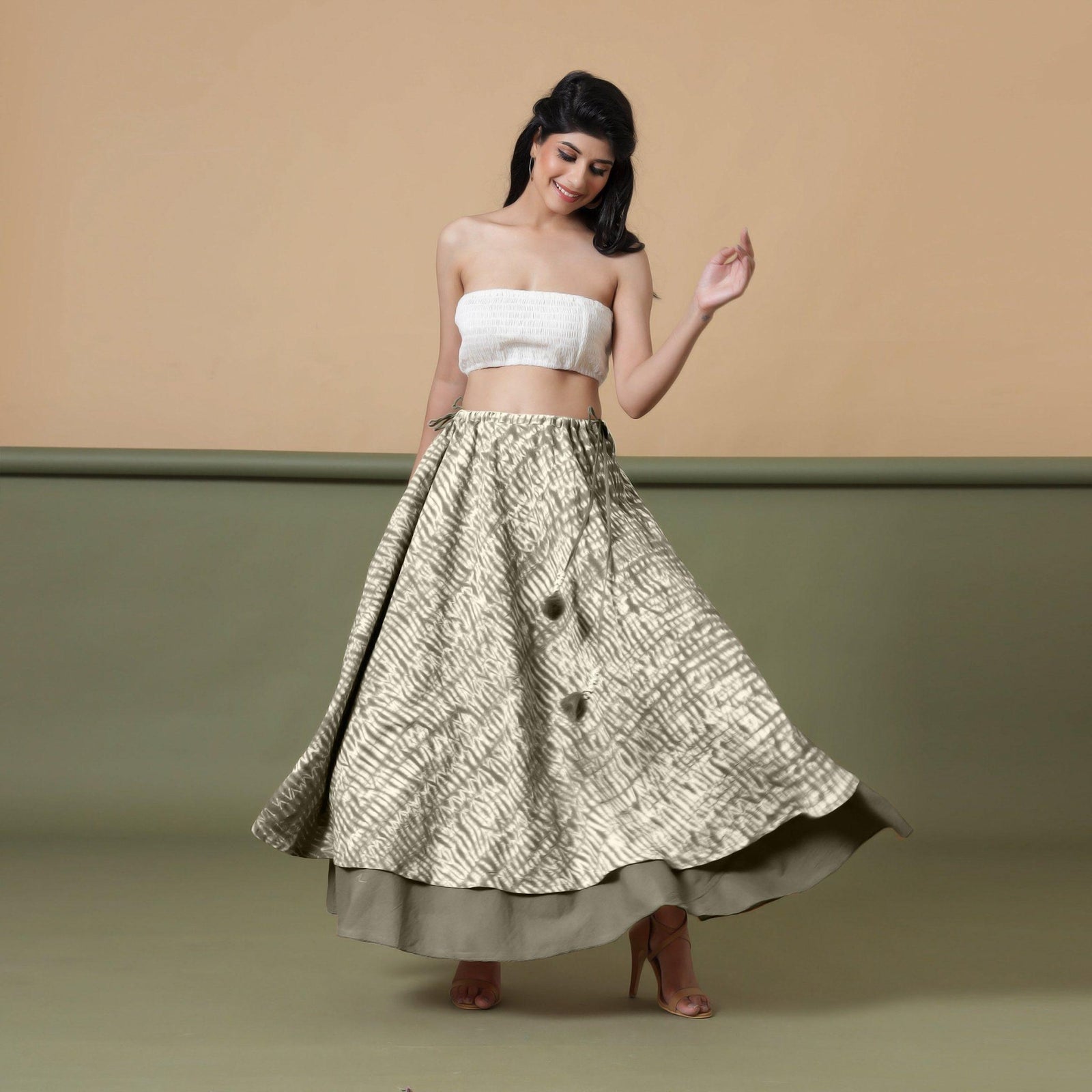 Buy 6-Way Convertible Sage Green Tie-Dye Cotton Skirt Dress Online at SeamsFriendly Buy 6-Way Convertible Sage Green Tie-Dye Cotton Skirt Dress Online at SeamsFriendly