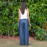 Indigo Cotton Denim High-Rise Straight Pant