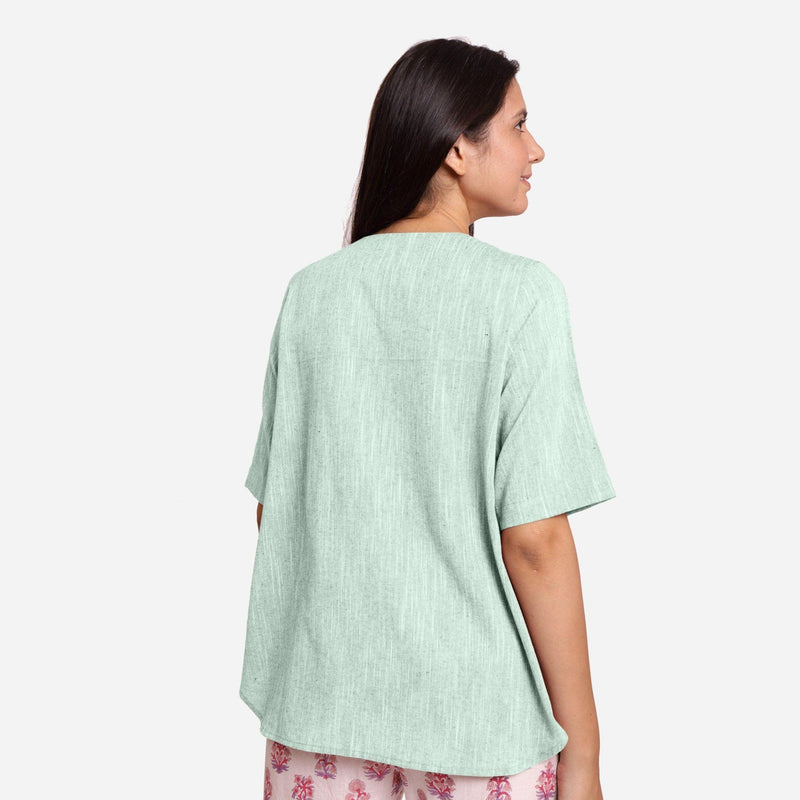 Back View of a Model wearing Aqua 100% Cotton High Low Tunic Top