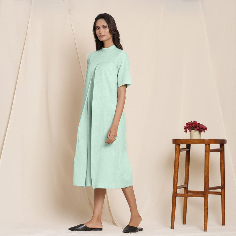 box pleat jumpsuit dress Pleated High Neck Jumpsuit