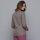 Back View of a Model wearing Ash Grey Slim Fit Flannel Blazer