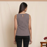 Back View of a Model wearing Warm Ash Grey A-Line Cotton Top