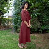 Barn Red Warm Cotton Waffle Fit and Flare Maxi Dress